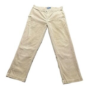 Vintage Y2K Polo Ralph Lauren Mens Tan Corduroy Straight Leg Cotton Pants 34x30